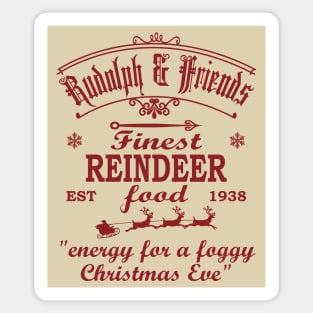 Rudolph & Friends, Finest Reindeer Food. "Energy for a foggy Christmas Eve" [Red] Sticker